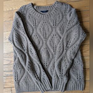 Denver Hayes Mocha Leaf Knit Sweater Small Cozy